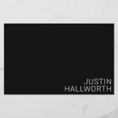 Papeterie Nom blanc moderne en noir (Devant)