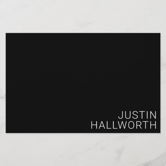 Papeterie Nom blanc moderne en noir (Devant)