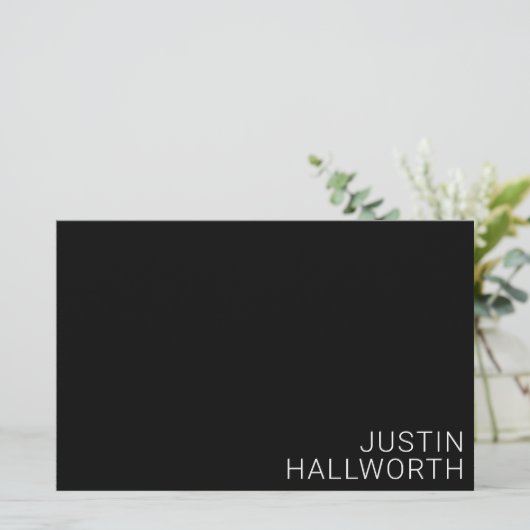 Papeterie Nom blanc moderne en noir (Debout devant)