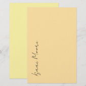 Papeterie Nom de calligraphie de script élégant uni crème be (Devant / Derrière)