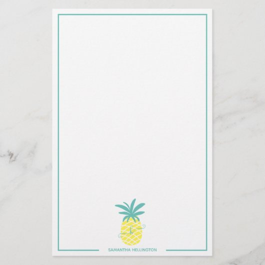 Papeterie Nom de monogramme d'ananas tropical modifiable mod (Devant)