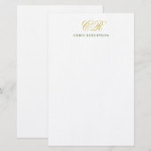 Papeterie Nom de monogramme de calligraphie couleur or noir (Devant / Derrière)