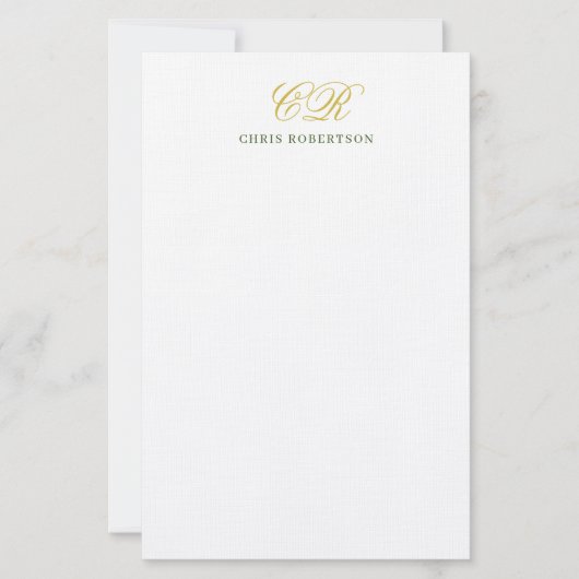 Papeterie Nom de monogramme de calligraphie couleur or noir (Devant)