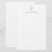 Papeterie Nom de monogramme de calligraphie couleur or noir (Devant / Derrière)