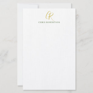 Papeterie Nom de monogramme de calligraphie couleur or noir