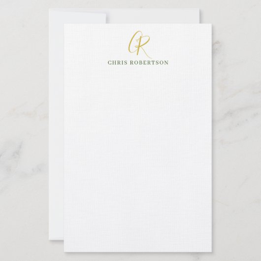 Papeterie Nom de monogramme de calligraphie couleur or noir (Devant)