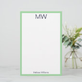 Papeterie Nom de monogramme initial personnalisé avec bordur (Debout devant)