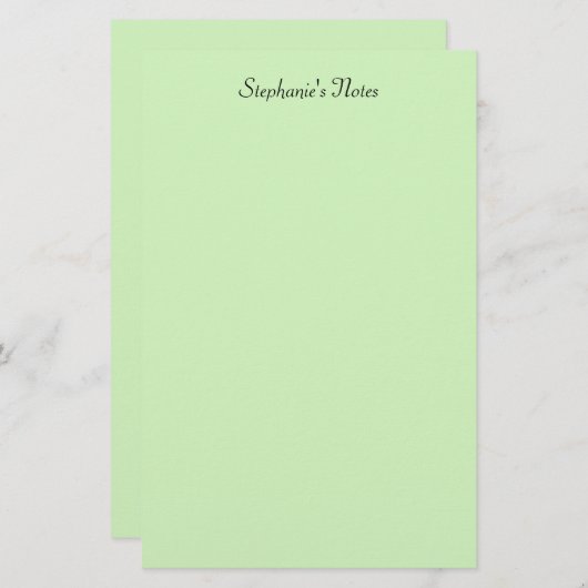 Papeterie Nom de monogramme vert pastel clair couleur person (Devant / Derrière)