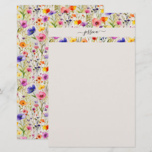 Papeterie Nom de script fleur sauvage élégant