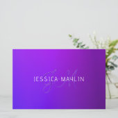 Papeterie Nom et monogramme modernes de dégradé pourpre (Debout devant)