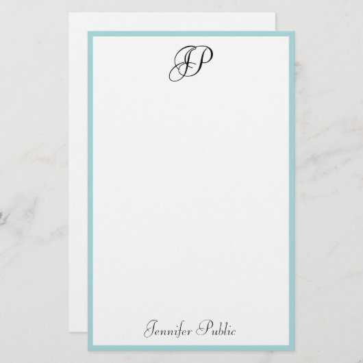 Papeterie Nom manuscrit de monogramme de modèle simple (Devant / Derrière)