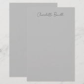 Papeterie Nom manuscrit minimaliste gris (Devant / Derrière)