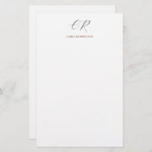 Papeterie Nom Monogramme Calligraphié Cadeau Personnalisé No (Devant / Derrière)