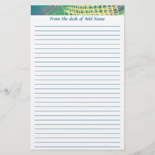 Papeterie Nom Papier à lettres bleu vert pourpre Abstrait (Devant)