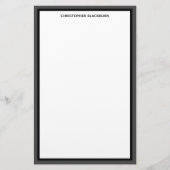 Papeterie Nom personnalisé Bordure en gris noir (Devant)