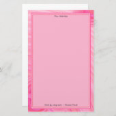 Papeterie Nom personnalisé Bordure ligne Abstraite rose blan (Devant / Derrière)