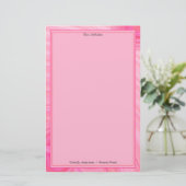 Papeterie Nom personnalisé Bordure ligne Abstraite rose blan (Debout devant)