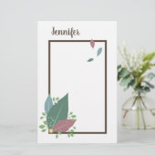 Papeterie Nom personnalisé dans un cadre bohème à plumes (Debout devant)