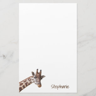 Papeterie Nom personnalisé de l'animal girafe