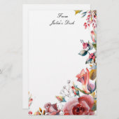 Papeterie nom personnalisé floral (Devant / Derrière)