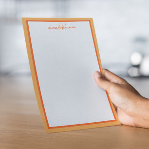 Papeterie Nom personnalisé Monogramme Initiales Orange