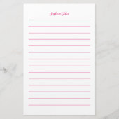 Papeterie Nom personnalisé Monogramme Lined Rose White Girly (Devant)