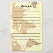 Papeterie Nom personnalisé Monogramme Linked World Map Image (Devant)