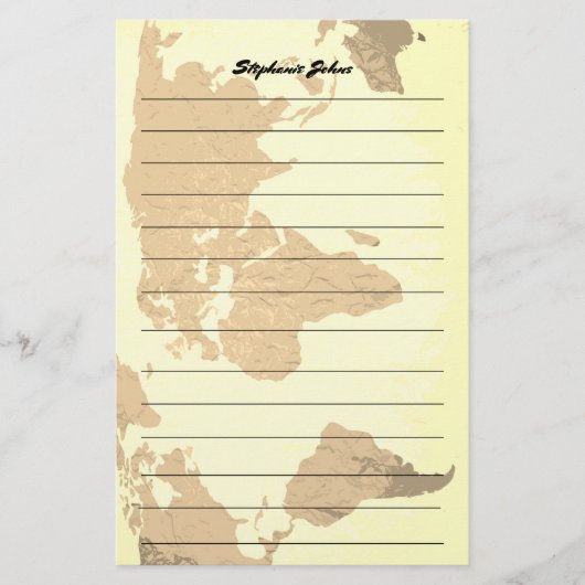 Papeterie Nom personnalisé Monogramme Linked World Map Image (Devant)