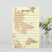 Papeterie Nom personnalisé Monogramme Linked World Map Image (Debout devant)