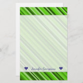 Papeterie Nom personnalisé + Motif Lignes/Grilles vertes (Devant / Derrière)