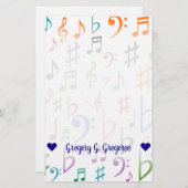 Papeterie Nom personnalisé; Nombreuses notes et symboles de (Devant / Derrière)