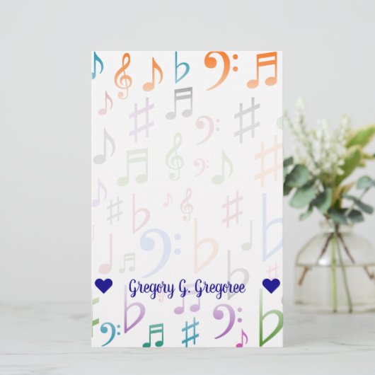 Papeterie Nom personnalisé; Nombreuses notes et symboles de (Debout devant)