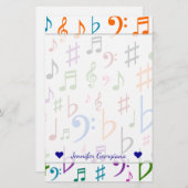 Papeterie Nom personnalisé; Nombreuses notes et symboles de (Devant / Derrière)