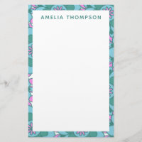 Nom personnalisé Retro Purple Vert Floral