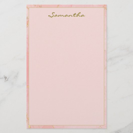 Papeterie Nom personnalisé rose et or (Devant)