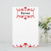 Papeterie Nom rouge ou monogramme personnalisable (Debout devant)