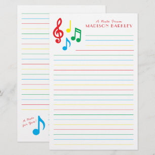 Papeterie Note musicale Papier à lettres de l'enseignant mu