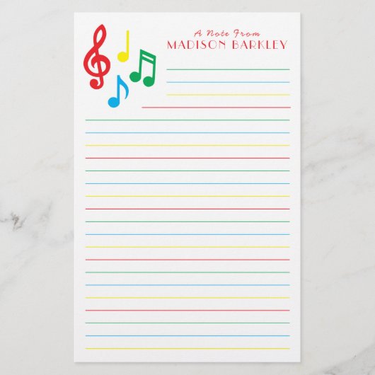 Papeterie Note musicale Papier à lettres de l'enseignant mus (Devant)