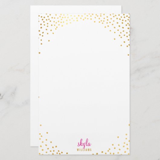 Papeterie NOTE PAPIER glamour rustique feuille d'or confetti (Devant / Derrière)