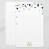 Papeterie NOTE PERSONNELLE mignon confetti bleu menthe (Devant / Derrière)