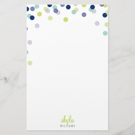 Papeterie NOTE PERSONNELLE mignon confetti bleu menthe (Devant)