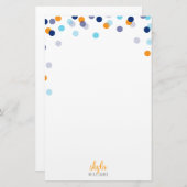 Papeterie NOTE PERSONNELLE mignon confetti clair orange bleu (Devant / Derrière)