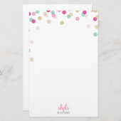 Papeterie NOTE PERSONNELLE mignon confetti rose menthe or (Devant / Derrière)