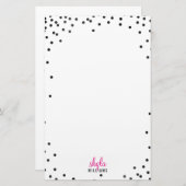 Papeterie NOTE PERSONNELLE mignon fun poka dot confetti noir (Devant / Derrière)