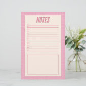 Papeterie Notes de grille rose et blanc dessinées à la main (Debout devant)