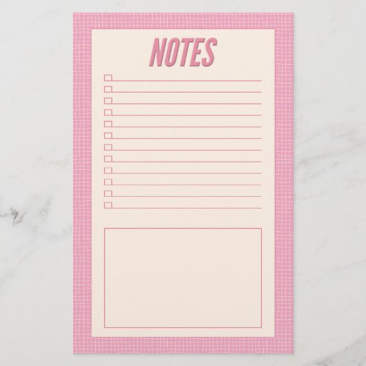 Papeterie Notes de grille rose et blanc dessinées à la main (Devant)