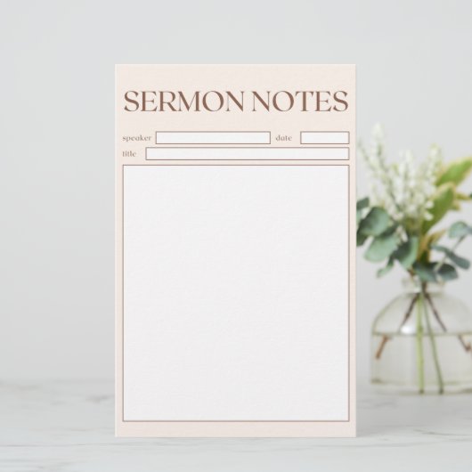 Papeterie Notes de sermon Chrétien Simple Beige Pour L'Églis (Debout devant)