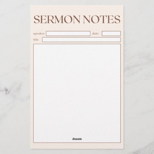 Papeterie Notes de sermon Chrétien Simple Beige Pour L'Églis (Dos)