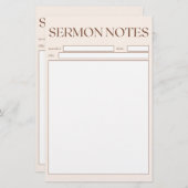 Papeterie Notes de sermon Chrétien Simple Beige Pour L'Églis (Devant / Derrière)