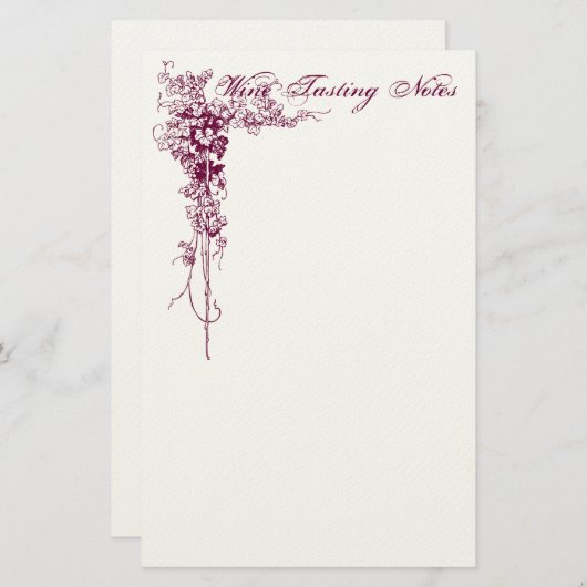 Papeterie Notes d'échantillon de vin (Devant / Derrière)